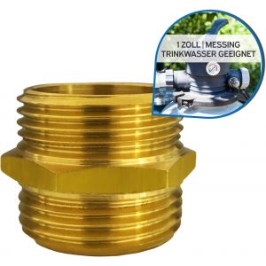 Kalanka-Mamelon Double Laiton Filetage Ext&eacute;rieur 1 "X 1" Raccord Double Raccord Adapt&eacute; &Agrave; L'eau Potable - Neuf