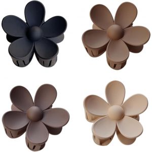 Ershi-Lot De 4 Pinces À Cheveux En Forme De Fleur Pour Femmes Et Filles, Taille Moyenne, 7,6 Cm, Pinces À Cheveux Épaisses/Fines ([417] - Neuf