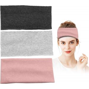 Meimie-3 Pièces Bandeau Cheveux Femme Homme, Bandeau Anti Transpiration, Elastique Bandeau Large Cheveux Femme, Coton Bandeau Tennis, Bandeau Sport Femme Pour Yoga,Pilates,Fitness Noir,Rose,Gris - Neuf