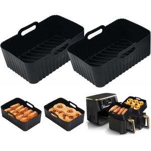 2 Pièces Accessoires Air Fryer,Carré Moule Silicone Air Fryer,Plat Air Fryer,Ustensiles Air Fryer,Panier Moule pour Friteuse à Air Chaud pour Friteuse Air Micro ondes Four - Neuf