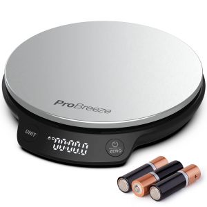 Nouvelhorizonstore-Balance De Cuisine Num&eacute;rique Ronde En Acier Inoxydable, Cuisine Et P&acirc;tisserie, Mesure Haute Pr&eacute;cision Aliments & Liquides, Fonction Tare, &Eacute;cran Lcd, Charge Max De 5kg (G, Ml, Fl'oz - Neuf