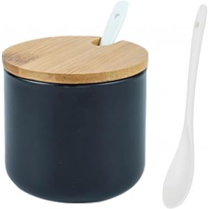 Pot &Agrave; &Eacute;pices C&eacute;ramique Noir 230 Ml Avec Cuill&egrave;re - Neuf