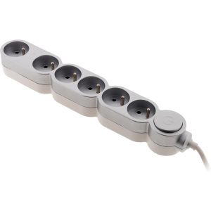 Bloc Home 6 Prises 16A 2P+T Avec Interrupteur Et Fiche Parafoudre - Silver - C&acirc;ble Ho5Vv-F 3G1 1,5M[DYB980430] - Neuf