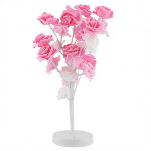 Hjlian Lampe De Table 24 Led, Magnifique Decoration Romantique En Forme D'arbre A Roses, Ideale Pour Une Demande En Mariage Dans Une Chambre (Rose) - Neuf
