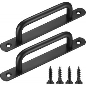¿Noir¿2 Pièces Poignées De Porte Coulissante, Poignées De Porte De Grange, Poignées De Porte En Acier Inoxydable Avec Plaque, Poignées De Porte Coulissante, Portes Coulissantes - Neuf