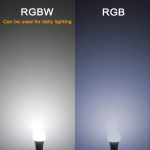 Lot De 2 Ampoules Led 10 W E27 120 Couleurs Rgbw À Changement De Couleur Avec Télécommande (3e Génération), Minuterie Et Variateur Rvb + Blanc Lumière Du Jour (6 500 K) À Vis Edison - Neuf