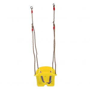 Balancoire pour bebe et enfant, dossier bas, chaise suspendue pour interieur et exterieur (jaune) - Neuf