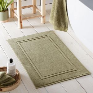 KAL-- Tapis De Bain Kaki (50 X 80 Cm) - Doux Et Absorbant - Premium 550Gsm - Coton Durable Recyclé - Lavable - Vert - Neuf