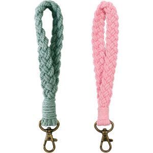 Kal-2 Pi&egrave;ces Porte-Cl&eacute;s Macram&eacute; Bracelet Lani&egrave;re Femme Lani&egrave;re Courte Boho Lani&egrave;re - Neuf