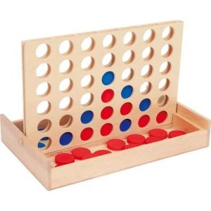 Jeu De Société Puissance 4, Format Voyage , Puissance  Version De Voyage Dans Une Boîte En Bois - Neuf