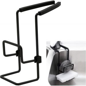 Porte-&Eacute;ponges De Cuisine &Agrave; Suspendre - Rangement N&eacute;cessaire Pour &Eacute;vier, Savon, Brosse, &Eacute;ponges, Torchons, Noir, 15,5 X 15 X 6 Cm - Neuf