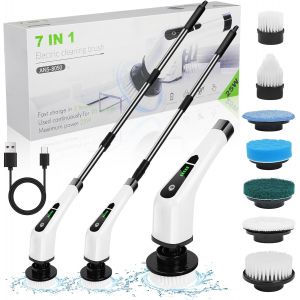 Ulteronixshop-Electrique Nettoyage Rotative, Brosse de Nettoyage Electrique, sans Fil avec 7 T&ecirc;tes Brosse, Rempla&ccedil;ables Poign&eacute;e d'extension R&eacute;glable, pour Salle Bain Cuisine Electric Spin Scrubber - Neuf