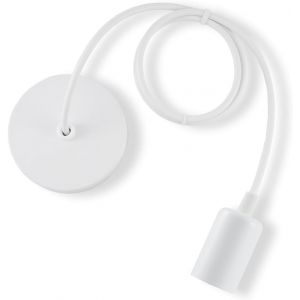 Kalanka-Blanc E27 Porte Lampe Suspension,C&acirc;ble Suspension Luminaire,Pendentif Suspendue Accessoires En M&eacute;tal,C&acirc;ble R&eacute;glable 100cm Pour Caf&eacute; Magasin Chambre Bar(1 Pi&egrave;ces) - Neuf