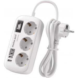KALANKA-Multiprise avec USB, 3 prises avec interrupteur et parasurtenseur 4000 W, multiprise avec 4 ports USB (2 USB-C), triple prise murale pour la maison, le bureau - Neuf