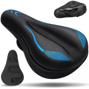 Kal-Housse De Selle De Vélo Ultra Confortable Homme Et Femme, Couvre Selle Velo Gel, Épais, Doux, Ergonomie, Avec Housse Imperméable, Pour Vtt, Vélo De Route, Ebike, Vélo De Stationnaire Etc - Neuf