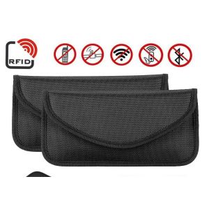 Lot de 2 pochettes de sécurité RFID - Pochette antivol Faraday RFID gratuite pour porte-clés de voiture (noir) - Neuf