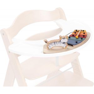 Plateau Avec Xylophone Bebe Play Music Pour Chaise Haute Bebe Alpha+ Et Beta+, Jouet En Bois Bebe (Certifié Fsc®) - Combinable Avec Le Play Tray, Matériau Recyclé - Zebra White - Neuf