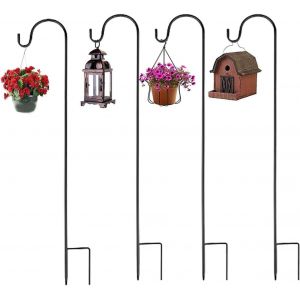 MEVRONISSHOP-Crochets de Berger,4pcs 120cm Berger Crochet de Jardin, Crochets en M&eacute;tal pour suspendre Nichoir, Lumi&Egrave;Res de No&euml;l, Boules de Fleurs et D&eacute;corations de Mariage - Neuf