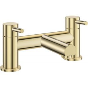 Delta Robinet de baignoire u2013 Finition laiton bross&eacute;, entr&eacute;e G3/4"", double levier, mitigeur de baignoire mont&eacute; sur pont avec douche, robinet de salle de bain &agrave; bord rond, double mitigeur de - Neuf