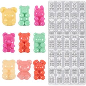 Moule En Forme De Petit Ours, 1 Moule &Agrave; Chocolat En Forme D'ours Mignon &Agrave; 45 Compartiments, Moule En R&eacute;sine &Eacute;poxy Pour Bonbons, Pendentif, Porte-Cl&eacute;s, Ornement (Motif C, 1 Pi&egrave;ce) - Neuf