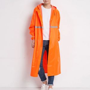 Xyong Manteau De Pluie Long, Epais Et Reflechissant, Reutilisable, Impermeable, Elegant, Pour L'exterieur, Orange, Taille Xxl - Neuf