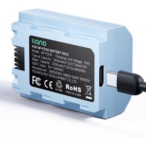 NP-FZ100 Batterie 2400 mAh avec Chargeur USB-C Rapide pour Appareils Photo Sony A7 III, A7 IV, A6600, A7C, A7R III, A7R IV, A7R V, A7S III, A1, A9, A9 II, FX3, FX30, ZV-E1, Bleu - Neuf