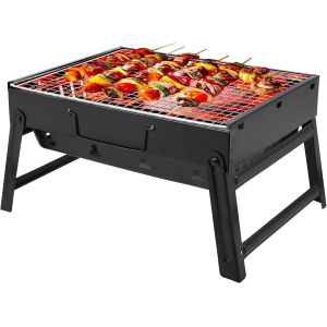 ASFASFq-Barbecue au charbon de bois portable et pliable pour bureau, plateau de table, barbecue d'extérieur ¿ Barbecue de pique-nique, barbecue de camping, barbecue de voyage, mini barbecue pliable ( - Neuf