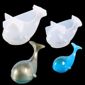 2 Pi&egrave;ces Moule En Silicone Alimentaire,Forme 3d Baleine Et Dauphin ,Kit De Moulage R&eacute;sine &Eacute;poxy P&acirc;te &Agrave; Sucre Pour Loisirs Cr&eacute;atifs Diy Animaux Marins(Moule Baleine) - Neuf