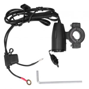 Chargeur Usb Pour Guidon De Moto, Adaptateur Double Port Pour Telephone Portable Avec Interrupteur Etanche 12-24 V - Neuf