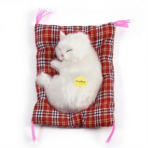 Simulation D'enfant Endormi ? Chat ? Peluche Jouet Sonore Peluche Poupée Décoration Maison (Blanc) - Neuf