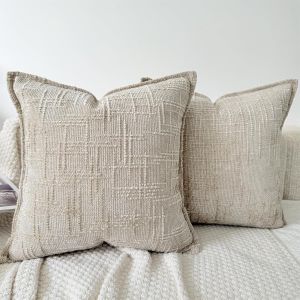 CAUC-Lot de 2 housses de coussin, 40 x 40 cm, en chenille douce, texture bambou, pour canap&eacute;, d&eacute;coration &eacute;l&eacute;gante et luxueuse, pour salon, chambre &agrave; coucher et d&eacute;coration de la maison - Neuf