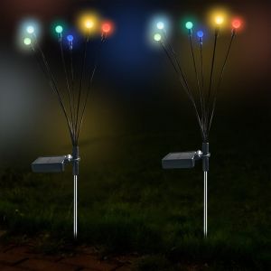 Lot De 2 Lampes Solaires Lumineuses &Agrave; Effet Luciole Pour Jardin, &Agrave; Planter Dans Le Sol, Pour All&eacute;e Et Terrasse. - Neuf