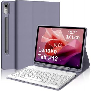 Coque Clavier Pour Lenovo Tab P12 12.7 Pouces, Azerty Fran&ccedil;ais Housse Clavier Bluetooth Magn&eacute;tique D&eacute;tachable Avec Porte Crayon Pour Tablette Lenovo Tab P12 12.7"" 2023 (Tb370Fu), Violet - Neuf