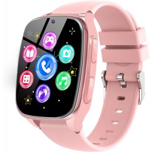 Montre Connectée Enfant - Smartwatch Telephone Fille Garçon Avec Appel Sos Jeux Podometre Appareil Photo Musique Reveil Livres Audio, Smart Watch Intelligente Pour Enfants 3-12 Ans (Rose) - Neuf