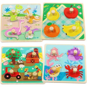 KAL-Jeux Puzzles Bois Bébé 1 2 3 4 Ans, Puzzle En Bois Animaux Pour Bébé Et Enfant, Jouet Éducatif Éveil Montessori, Jeux Educatif Animaux Puzzle Avec Poignée, Cadeau Enfant Bebe Fille Garçon 1 2 3 A - Neuf