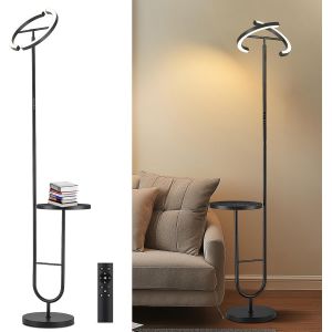 Subzonal-Lampadaire Dimmable Pour Salon Avec Table, Lampe Sur Pied Led 36w Avec &Eacute;tag&egrave;re, Lampadaire Pivotant &Agrave; 360&deg;, 2700k&iquest;6500k, Hauteur 175 Cm, Lampe De Lecture Moderne Pour Chambre, Noir - Neuf