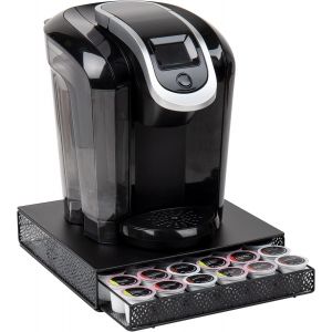 Organisateur De Capsules De Café En Métal Noir,Capacité De 36 Dosettes,3 Tiroirs,23,5 X 30,5 X 2,5 Cm - Neuf