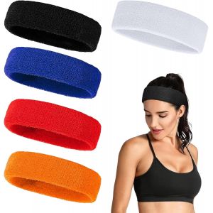 Few-Bandeau Sport Absorbant Sueur, Lot De 5 Bandeaux 5×18cm, Noir/Bleu/Orange/Rouge/Blanc, Parfait Pour Running, Yoga, Fitness Et Randonnées - Neuf