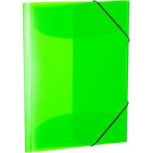 19658 A4 Clear Neon Green Kids Folder With Inner Flaps And Elastic Strong Plastic For Boys And Girls - Neuf