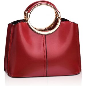 TZF-Petit Sac a Main Femme Sac &agrave; Poign&eacute;e Sup&eacute;rieure Sac &agrave; Bandouli&egrave;re Chic Mode Sac Epaule Sac en PU Cuir Femme Sac &agrave; Fermeture pour Le Travail Shopping Voyage Vin Rouge - Neuf