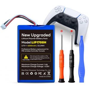 Batterie de manette PS5, 6000 mAh, batterie PS5, batterie Li-Ion de remplacement pour manette sans fil PS5 Playstation 5 DualSense - Neuf