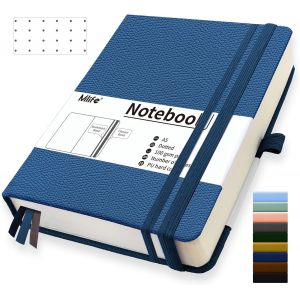 Eryi-A5 Carnet De Notes Pointillé Épaissi,360 Pages Et 100g/M² De Papier Résistant À L'encre,Carnets De Notes Avec Pochette Pliante Pour Le Bureau École Maison Écriture&notes(Bleu) - Neuf