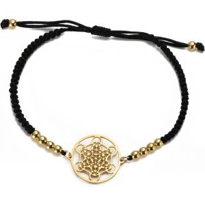 Amaxer Bracelet Bohème En Corde Tissée Pour Femme - Géométrie Sacrée - Protection Métatron - Déclaration De Protection - Bracelet En Corde Creuse Réglable - Neuf