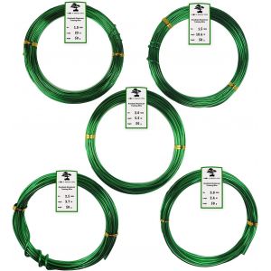 Kalanka-Grow A Bonsai Tree Floral/Plante Fil Aluminium Anodisé Pack De Fondation De 5 Tailles Différentes - 1,0mm, 1,5mm, 2mm, 2,5mm, 3,0mm (45 Mètres Au Total) - Choisissez Votre Couleur (5 Tailles, - Neuf