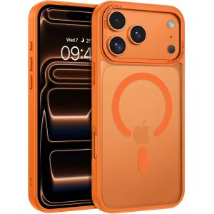 TRAHOO-Coque Magn&eacute;tique pour iPhone 17 Pro Max, 6,9 Pouces, Compatible avec MagSafe, Etui Translucide Mat Arri&egrave;re Housse Fine Antichoc Case, Coque pour iphone 17 Pro Max, Orange - Neuf