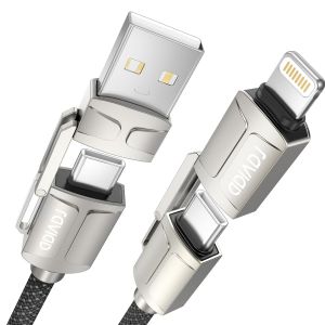 THEF-Câble Multi USB, 4 en 1 Câble Universel [2M] Multi USB Câble de Chargement en Nylon avec USB C/USB A vers Lightning, USB C/USB A vers USB C pour iPhone, Samsung Galaxy, Huawei, Honor, OnePlus - Neuf