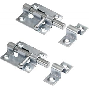 ChenQuanSarl-Lot De 2 Serrures De Porte - Crochet Fermeture Porte 38X45 Mm - Vis Incluses ¿ Targette De Porte Blindée ¿ Fermeture Porte- Pêne Coulissant - Loquet De Porte - Serrure De Porte En Bois - Neuf