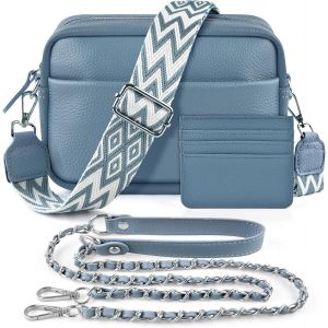 RFCBC-Sac Bandoulière Femme cuir,Avec 2 Sangle Réglable et Amovible et porte-cartes,Sac à main femmes petit - Avec 3 compartiments - Neuf