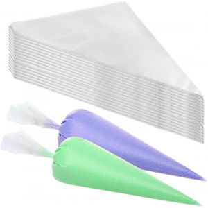 Lot De 100 Poches À Douille Jetables Anti-Éclatement Avec Design Antidérapant Pour Douilles De Glaçage,Cupcakes,Biscuits,Pâtisserie,Et Outils (31×20 Cm,4 Pièces Attaches Silicone) - Neuf