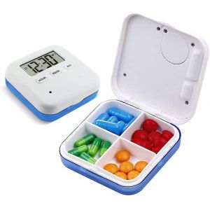 Pilulier Intelligent Avec 5 Alarmes, 4 Compartiments, Design Portable &iquest; Id&eacute;al Pour La Gestion Des M&eacute;dicaments Et Les Cadeaux - Neuf